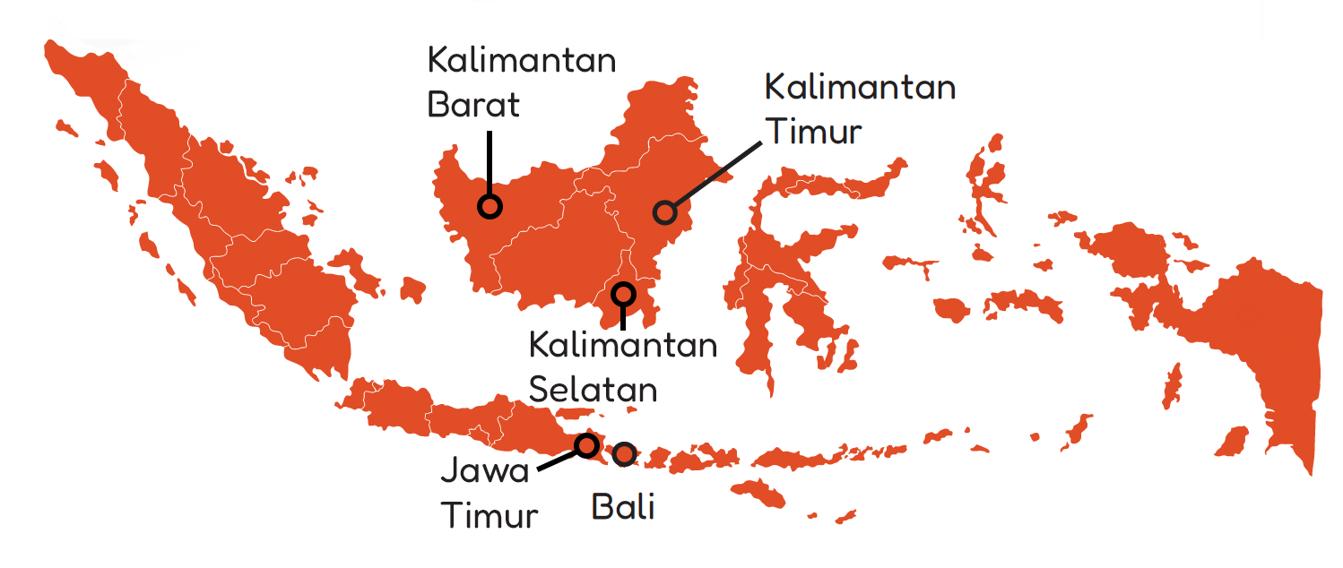 Peta jaringan operasional Kayam di Indonesia